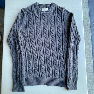 St. John’s Bay Gray Cable Knit Sweater Men's Medium Grandpa Core Boho